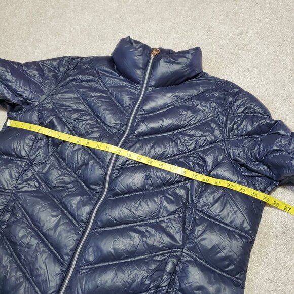 CALVIN KLEIN Chevron Quilted Packable Down Puffer Coat Jacket Navy Women's 2X - Picture 11 of 14
